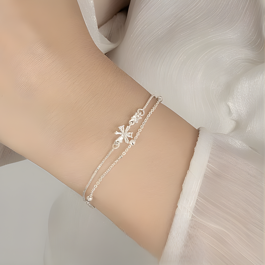Aurelia 925 Silver Plated Double Layer Bracelet