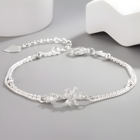 Aurelia 925 Silver Plated Double Layer Bracelet